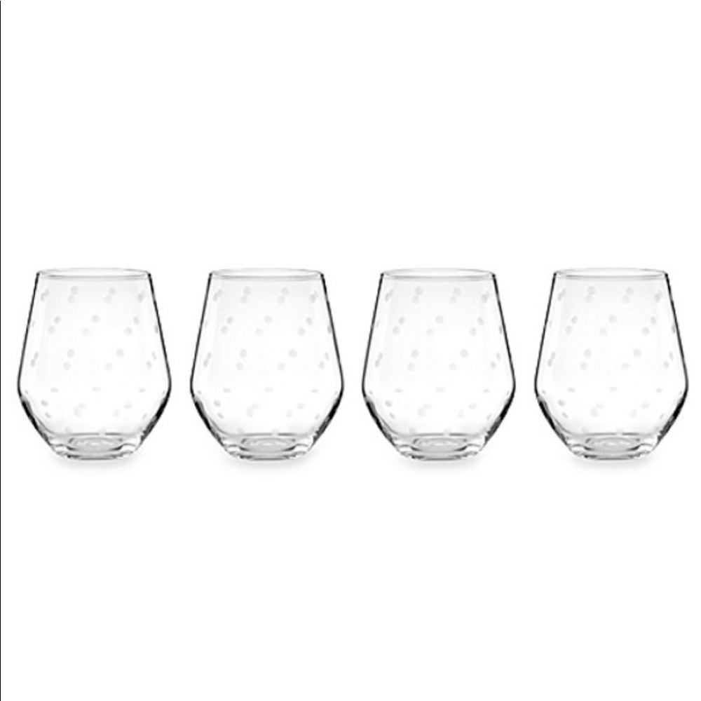 Kate Spade Larabee Dot Stemless  Wine Glasses